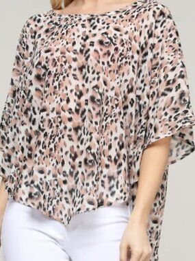 Ninexis Plus Size Poncho - Leopard print